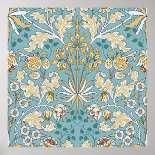 Poster Flores e folhagem, sem descontinuidades, em li
