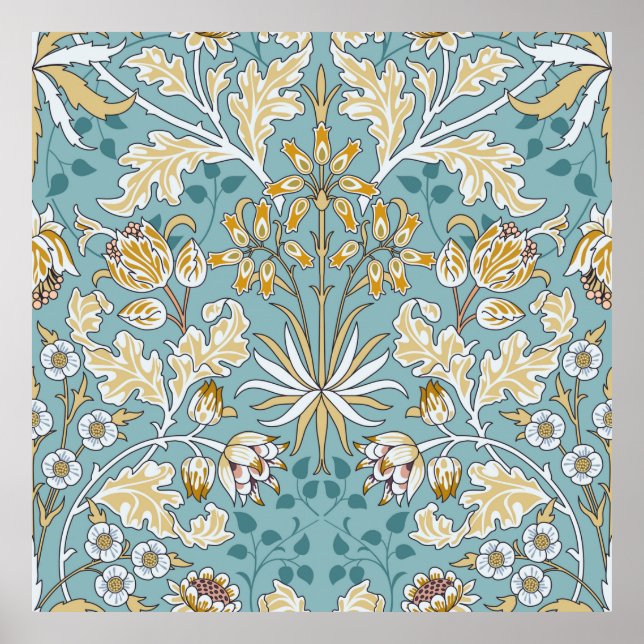 Poster Flores e folhagem, sem descontinuidades, em li (Frente)