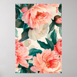 Poster Flores e Folhas de Aquarela