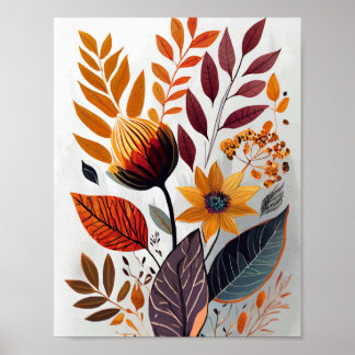 Poster Flores e folhas de outono