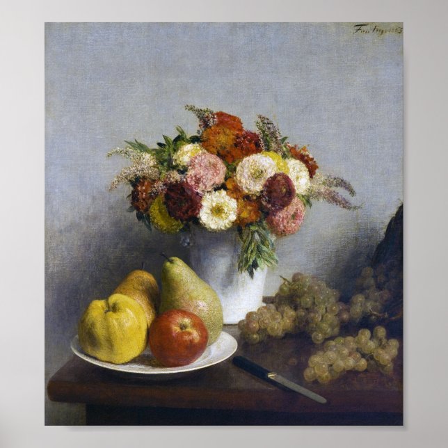 Poster Flores e Frutas, Henri Fantin-Latour (Frente)