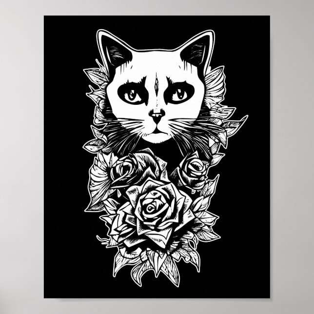 Poster Flores E Gatos Góticos (Frente)