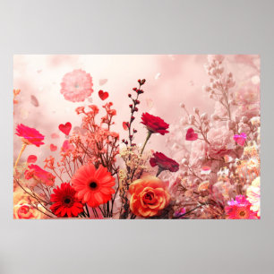 Poster Flores e Mais Flores Adornam Esta Parede Romântica