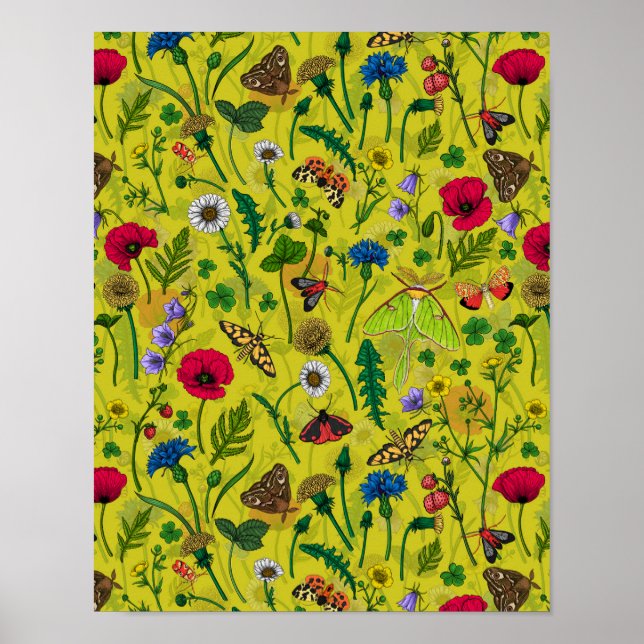 Poster Flores e mariposas selvagens 2 (Frente)