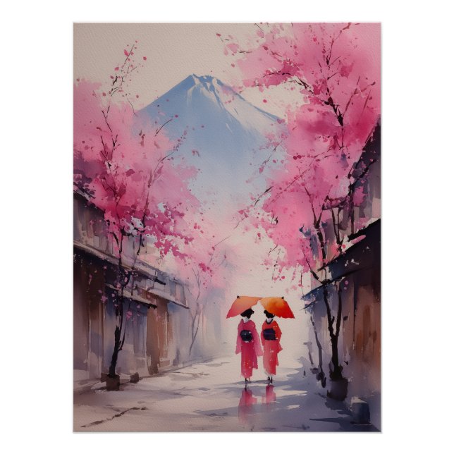 Pôster Flores e Silêncio – Passeio sob o Sakura (Frente)
