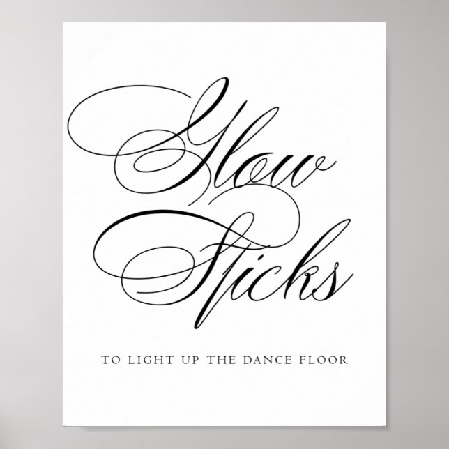 Poster Flores Elegantes Caligrafia Preta | Mesa Chic (Frente)