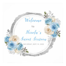 Flores Elegantes De Prata Azul Dusty Dezesseis