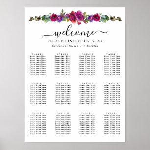 Poster Flores elegantes de primavera verão rosa roxo asse