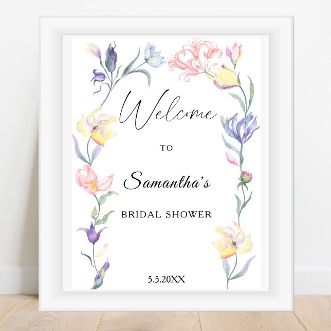 Poster Flores em aquarela - sinal de boas-vindas para chá (Criador carregado)