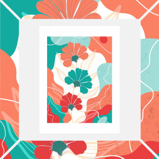 Poster Flores em fundo abstrato
