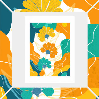 Poster Flores em fundo abstrato