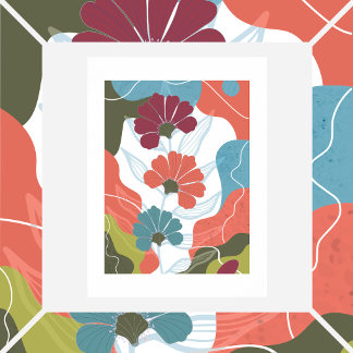 Poster Flores em fundo abstrato