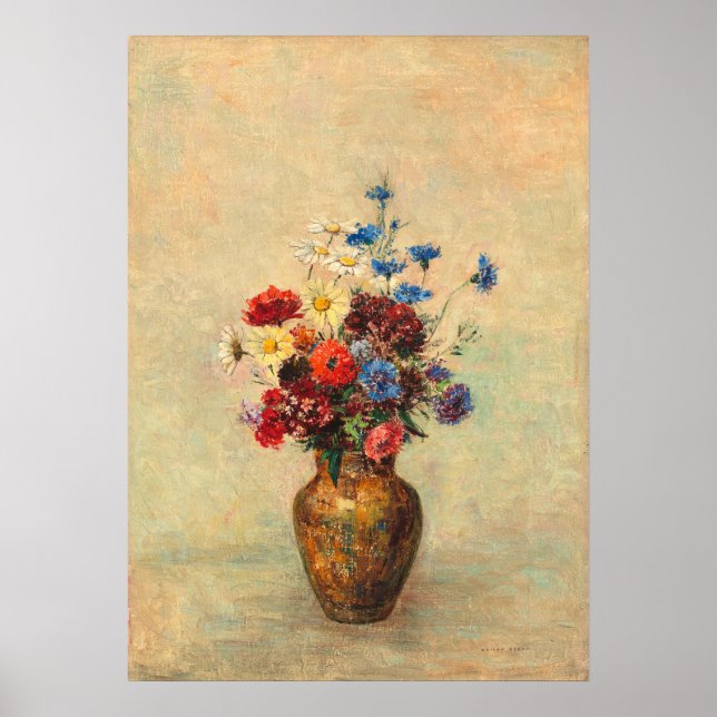 Poster Flores em um Vase (1910) por Odilon Redon (Frente)