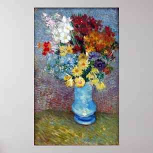 Poster Flores em um vaso azul por Vincent van Gogh