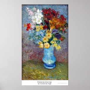 Pôster Flores em um vaso azul por Vincent van Gogh