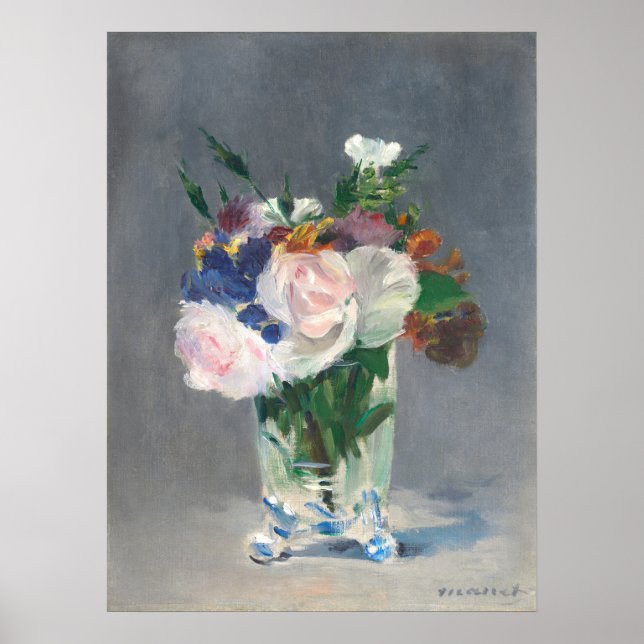 Poster Flores em um Vaso Cristal - Edouard Manet Fine Art (Frente)