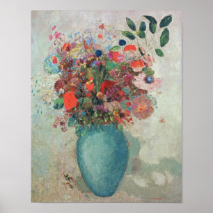 Pôster Flores em um Vaso Turquesa, c.1912