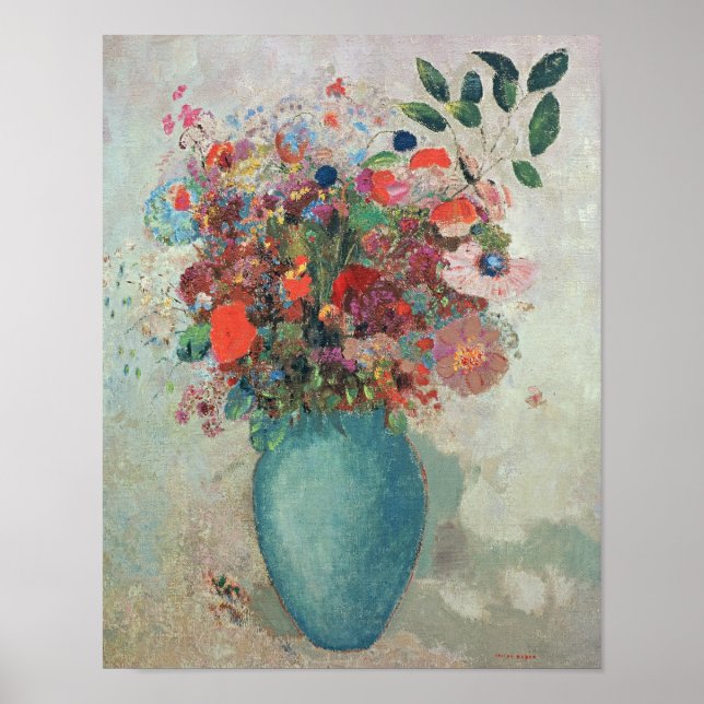 Pôster Flores em um Vaso Turquesa, c.1912 (Frente)