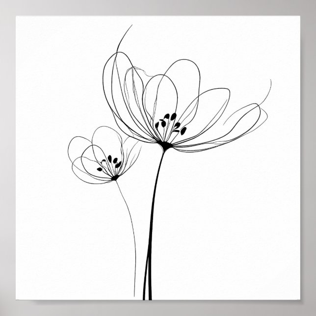 Poster Flores estiradas, de linhas minimalistas (Frente)