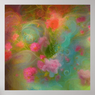 Poster Flores Fantásticas Pintadas Em Botânica Aquecida