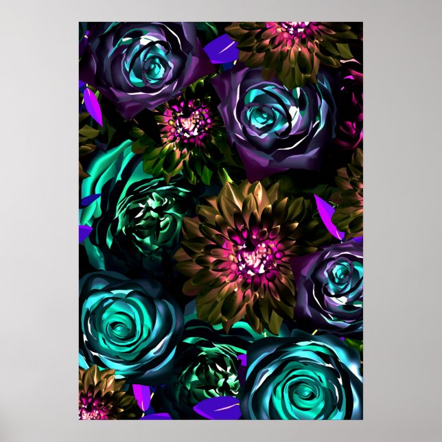 Poster Flores Florais Glamour Negrito Floresta das Trevas (Frente)
