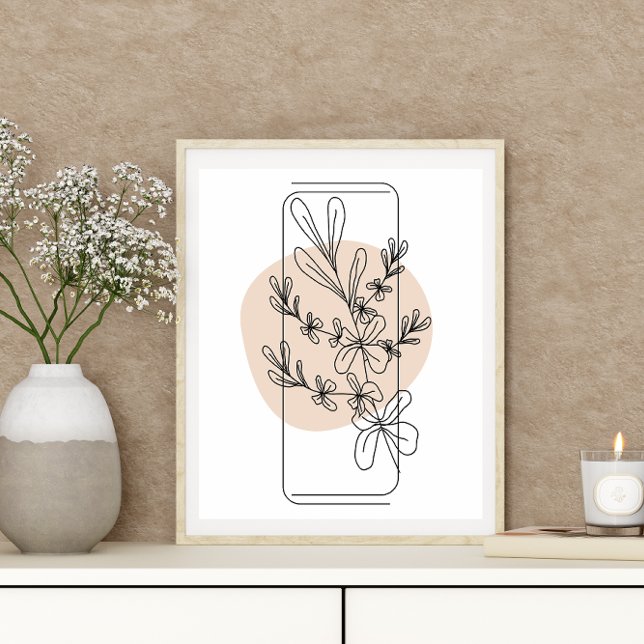 Poster Flores Florais Simples de Estilo Boho Mínimo Abstr (Criador carregado)