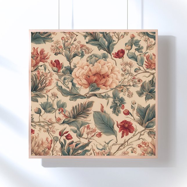 Pôster Flores Florais Tropicais Vintage Antigas (Criador carregado)