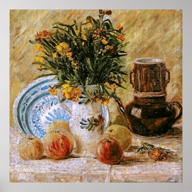 Poster Flores - Foffeepot e Fruta Van Gogh Fine Art (Frente)