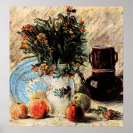 Poster Flores, Foffeepot e Frutas de Vincent van Gogh