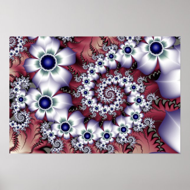 Poster Flores Fractais Brancas (Frente)