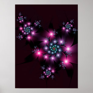 Poster Flores Góticas Rosa Roxo