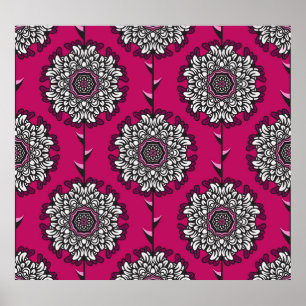 Poster Flores Gráficas Florais Sem Semente Rosa
