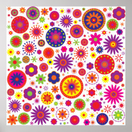 Poster Flores Hippy Rainbow