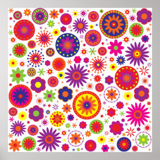 Poster Flores Hippy Rainbow