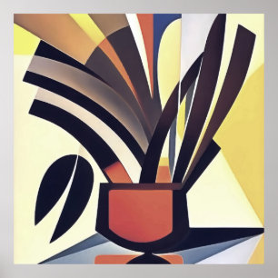 Poster Flores Iris Em Arte Geométrica Vase Abstrato