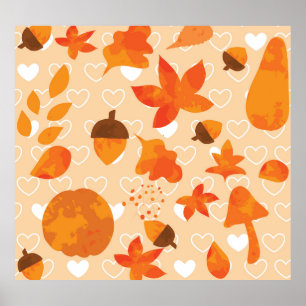 Poster Flores Laranja: Padrão de Portalha da Mão.