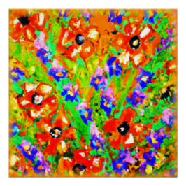 Pôster "Flores Laranja" Pintura Bonita. Comprar Agora