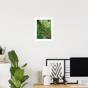 Poster Flores Laranja Sonhadoras com Citação de Edgar All