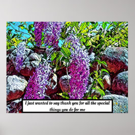 Poster Flores lilás florescendo jardim