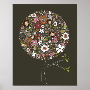 Pôster Flores Lindas da Primavera Árvore Pop Arte Caprich