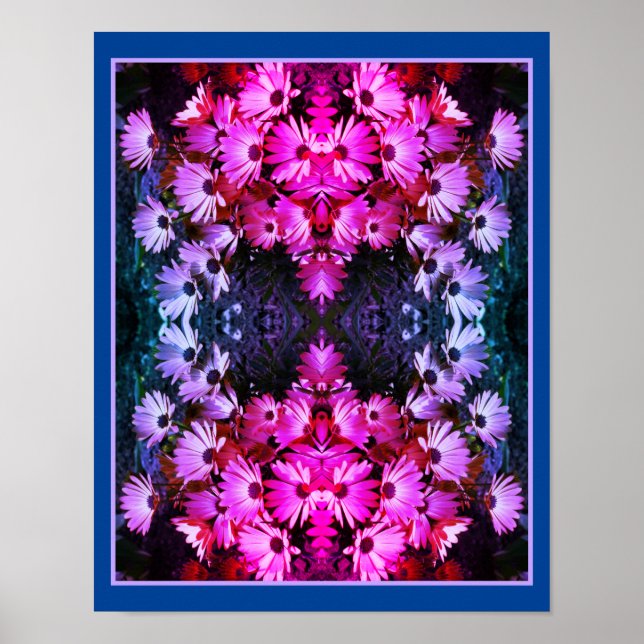 Poster Flores-margaridas africanas cor-de-rosa Abstrato (Frente)
