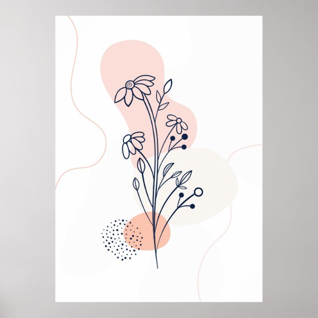 Poster Flores mínimas de arte em linha (Frente)