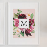 Poster Flores Modernas de Aquarela Monograma<br><div class="desc">Flores Modernas de Aquarela Monograma</div>