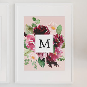 Poster Flores Modernas de Aquarela Monogramadas