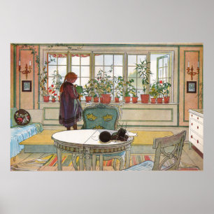 Poster Flores na janela de um lar Carl Larsson