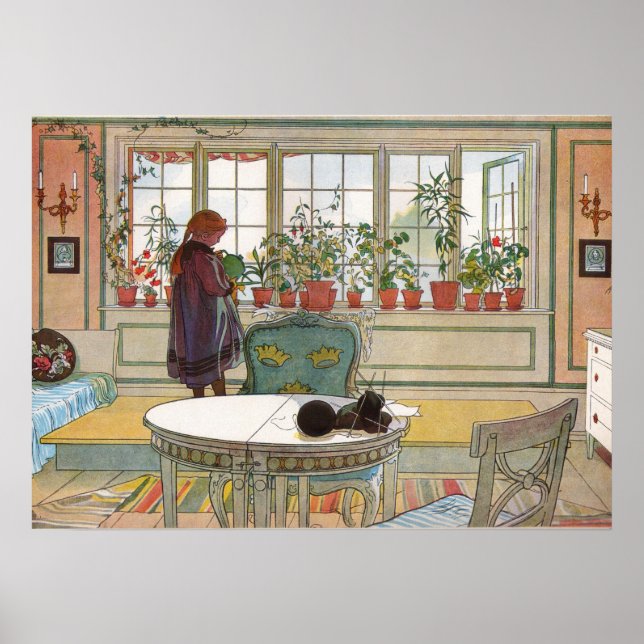 Poster Flores na janela Sill by Larsson (Frente)