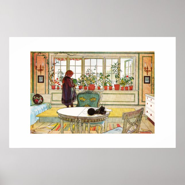 Poster Flores no muro de Carl Larsson (Frente)