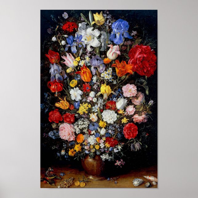 Poster Flores no Navio de Madeira, Jan Brueghel, o Velho (Frente)