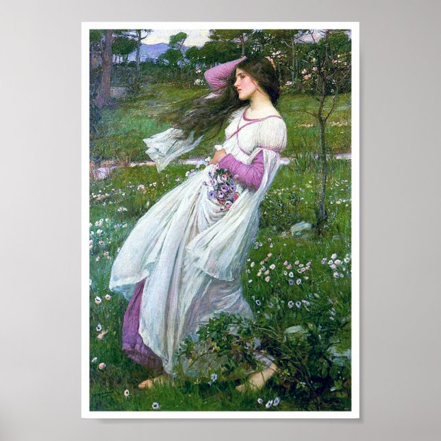 Poster Flores no Vento, John William Waterhouse (Frente)