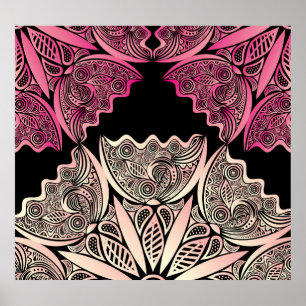 Poster Flores, padrão natural, ilustração de safra.